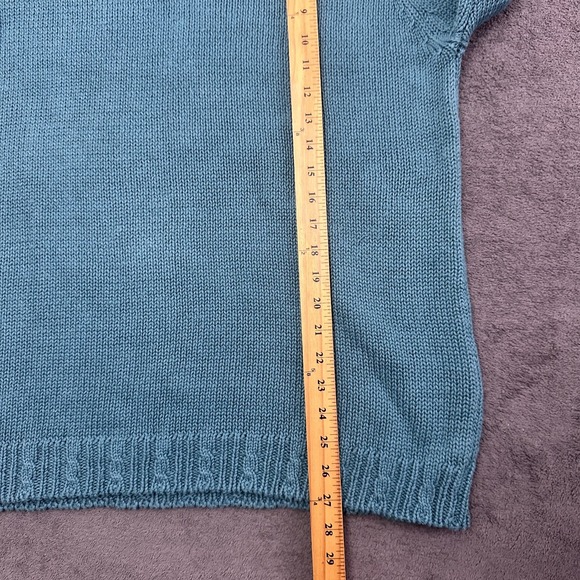 Vintage L.L. Bean women's knit sweater green turtle neck size large 90s - Picture 6 of 9